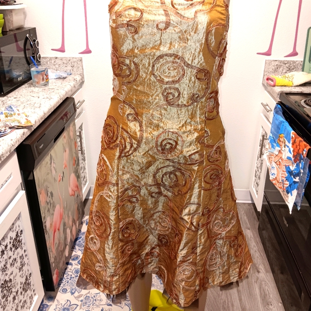 Jessica McClintock Ribbon Mini Flounce Dress Size 12